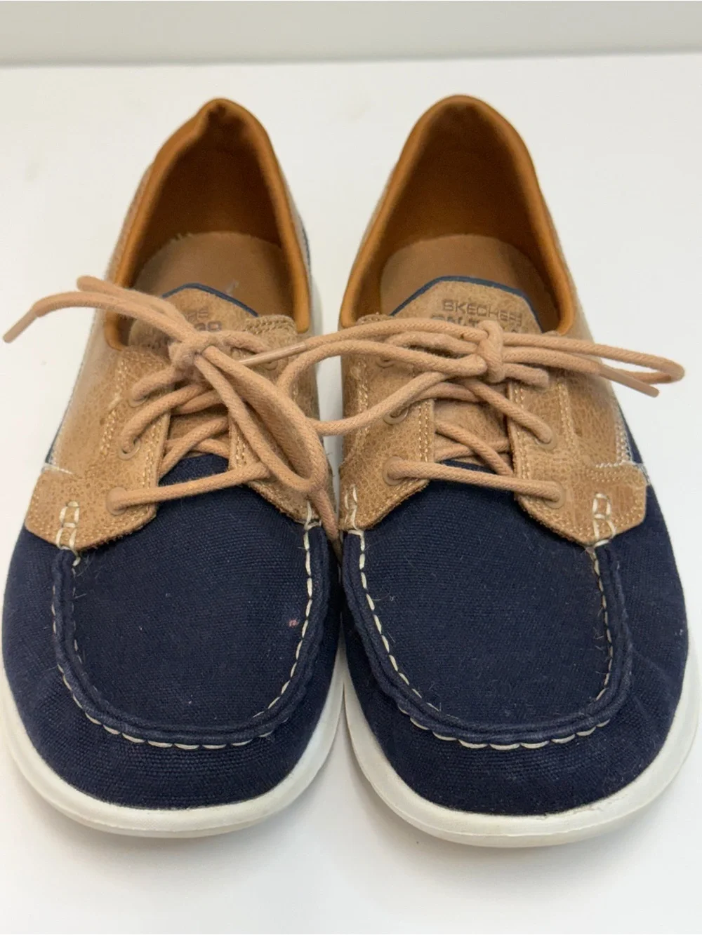 Skechers Women's On-The-Go Flex Palmilla Boat Shoes in Navy & Brown Size 8